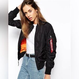 Alpha Industries hype bomber jacket MA-1 in black/orange - like new (no tags)
